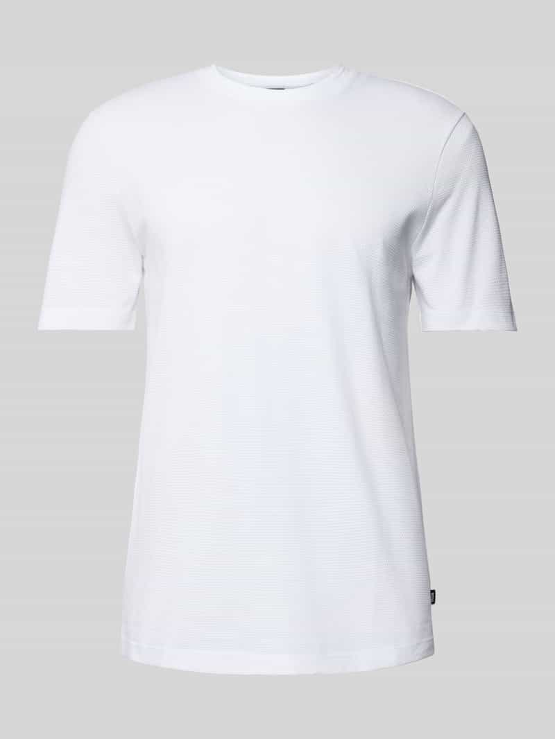 Boss T-shirt met geribde ronde hals model 'TIBURT'