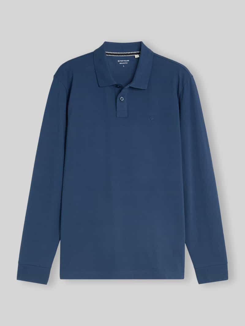 Tom Tailor - Piqué-poloshirt met lange mouwen - Maat L - Dark Duck Blue