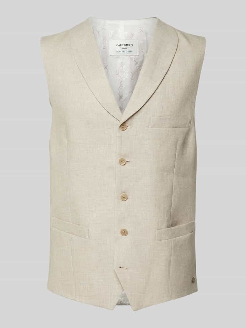 Carl gross Linnen gilet met paspelzak op de borst, model 'Wicklow'