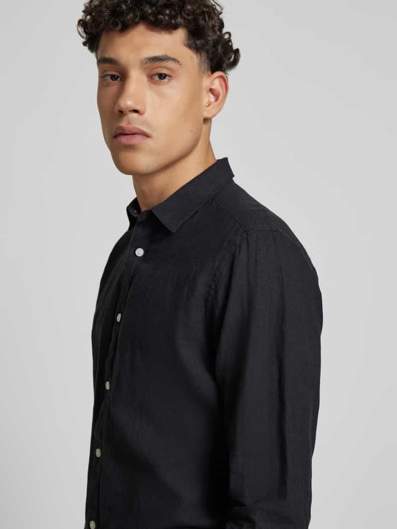 Only & Sons Slim fit linnen overhemd met kentkraag model 'CAIDEN'