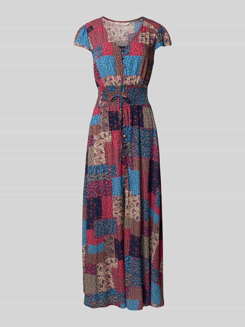 Apricot Maxi-jurk van viscose met V-hals