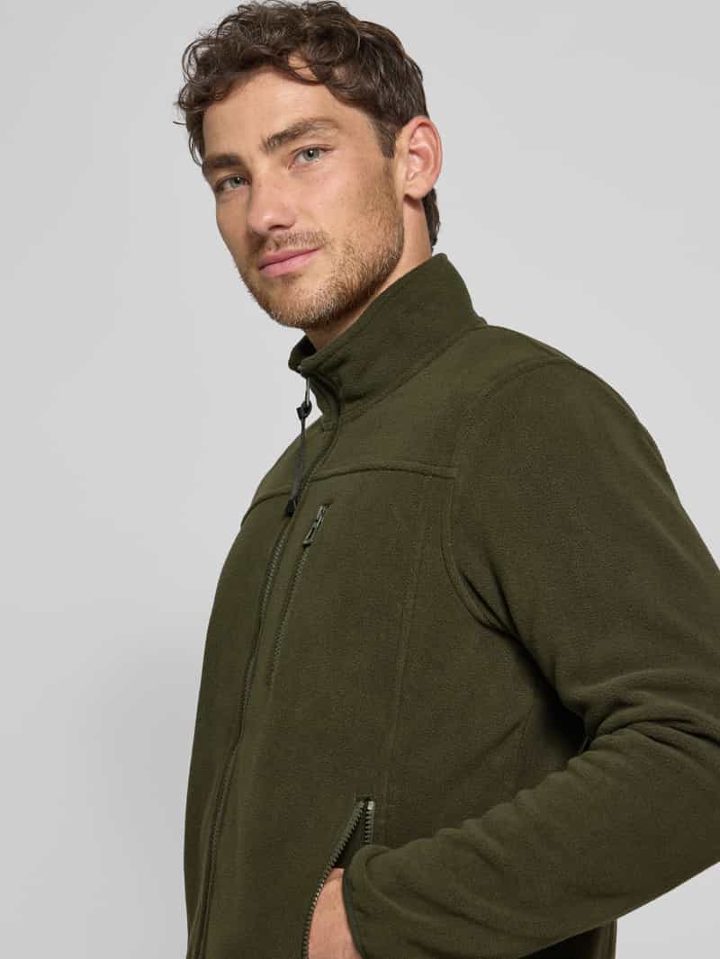 Lerros Fleecejack met opstaande kraag en labeldetail