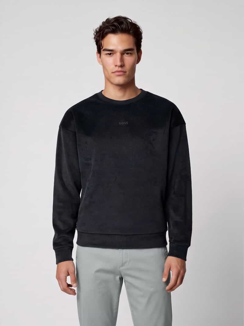 BOSS Green Sweatshirt met fluweelachtig oppervlak