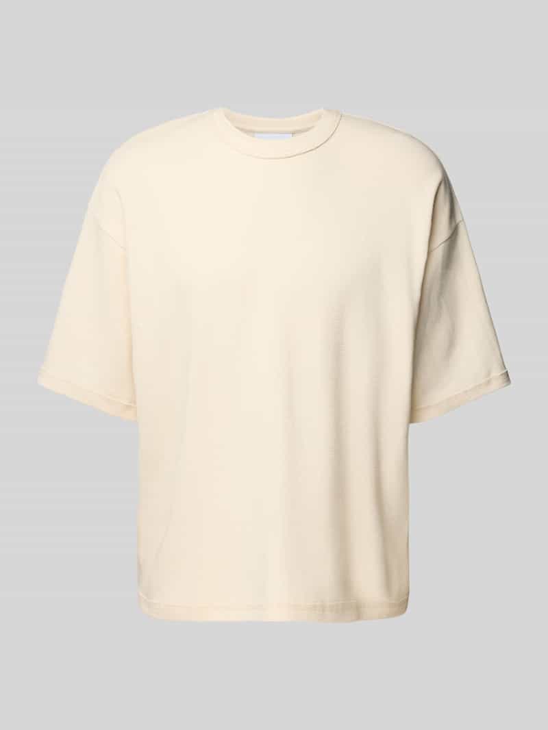 Oversized T-shirt met geribde ronde hals