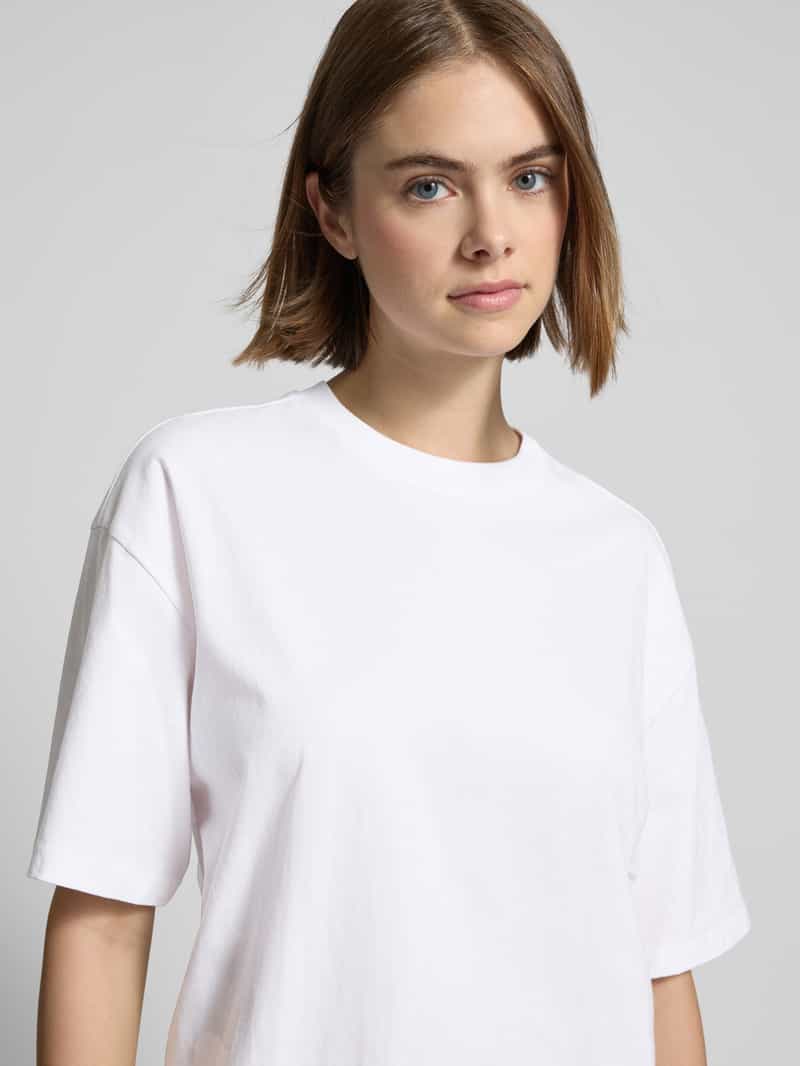 Review Oversized T-shirt met geribde ronde hals
