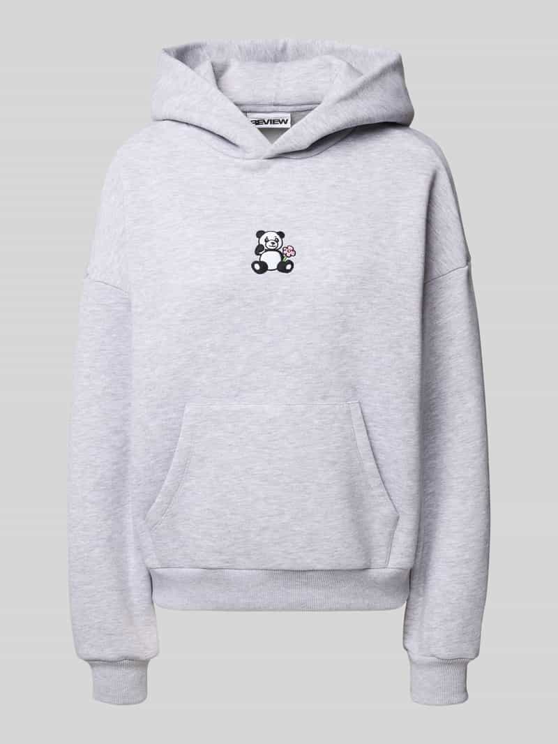 Review Oversized hoodie met motiefstitching