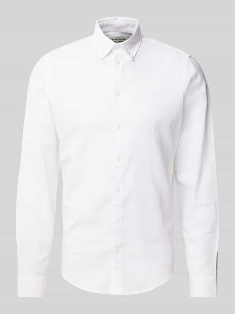 casual friday Regular fit linnen overhemd met button-downkraag model 'Anton'