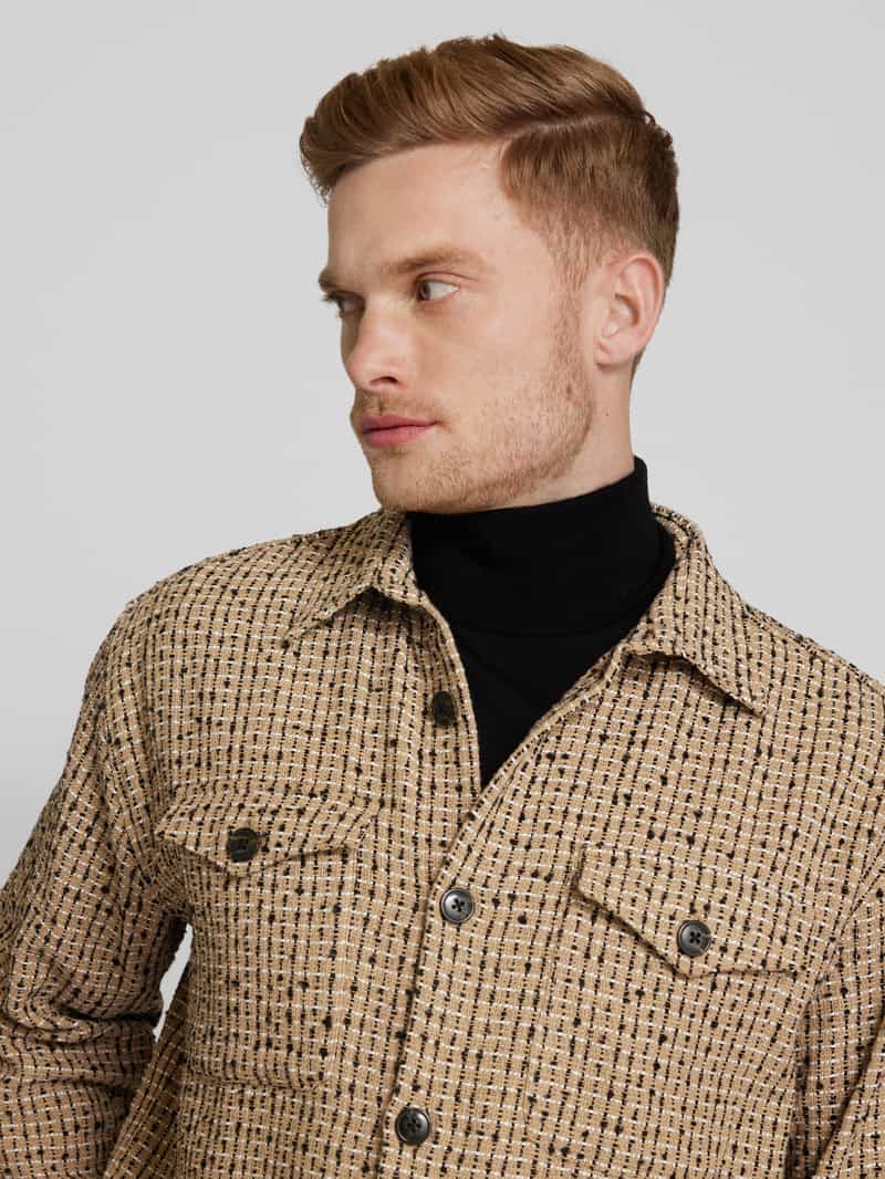 Selected Homme Overshirt met structuurmotief model 'BOXY-MASONBOUCLE'
