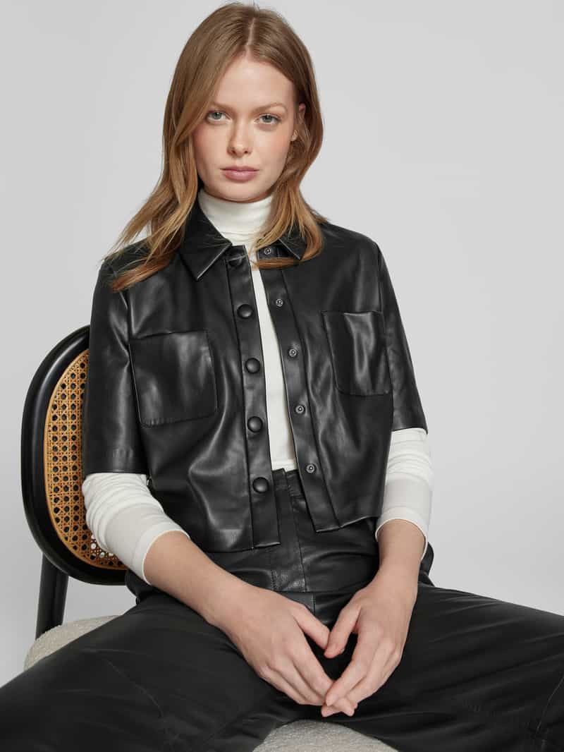 Christian Berg Woman Selection Korte overhemdblouse in leerlook