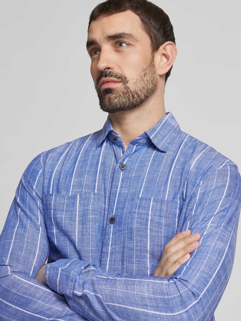 Tom Tailor Denim Relaxed fit vrijetijdsoverhemd van viscosemix met linnen
