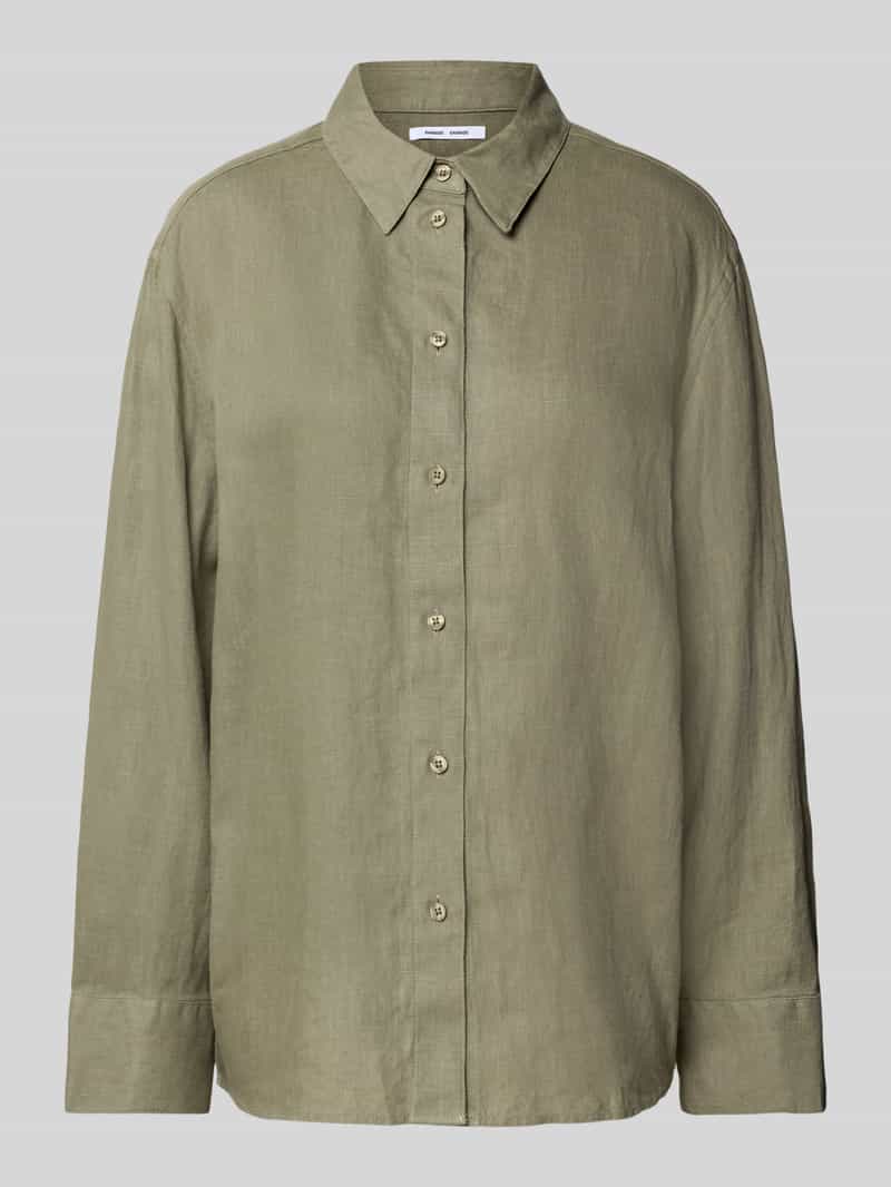 Samsøe Regular fit linnen blouse met knoopsluiting model 'SANOT'