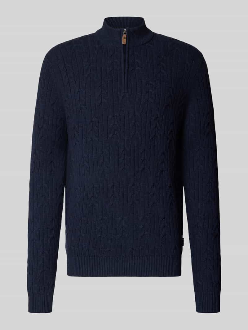FYNCH-HATTON Slim fit gebreide pullover van mix van katoen en wol