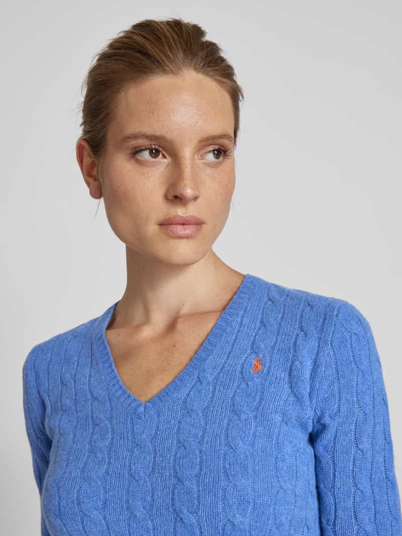 Polo Ralph Lauren Gebreide pullover van een mix van wol en kasjmier met kabelpatroon