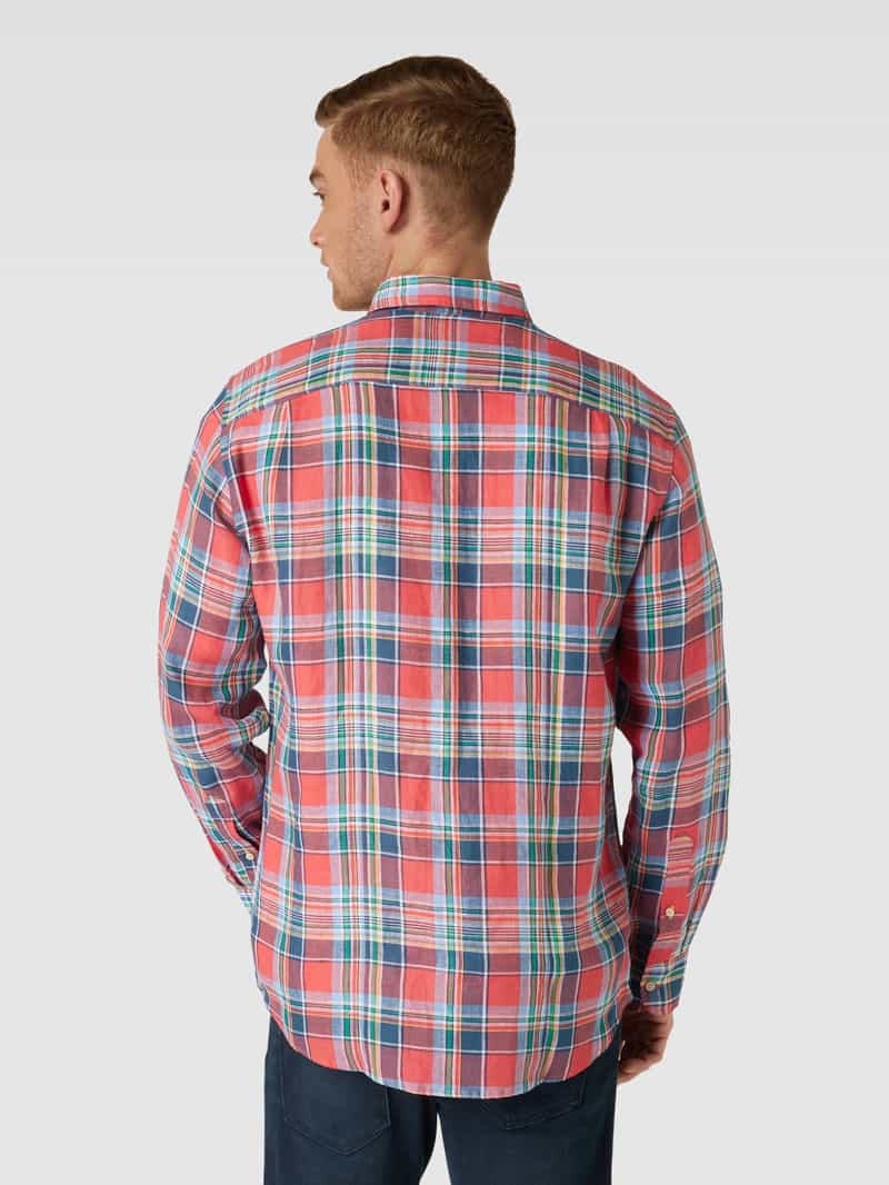 Regular fit vrijetijdsoverhemd van linnen met tartanruit Christian Berg Men