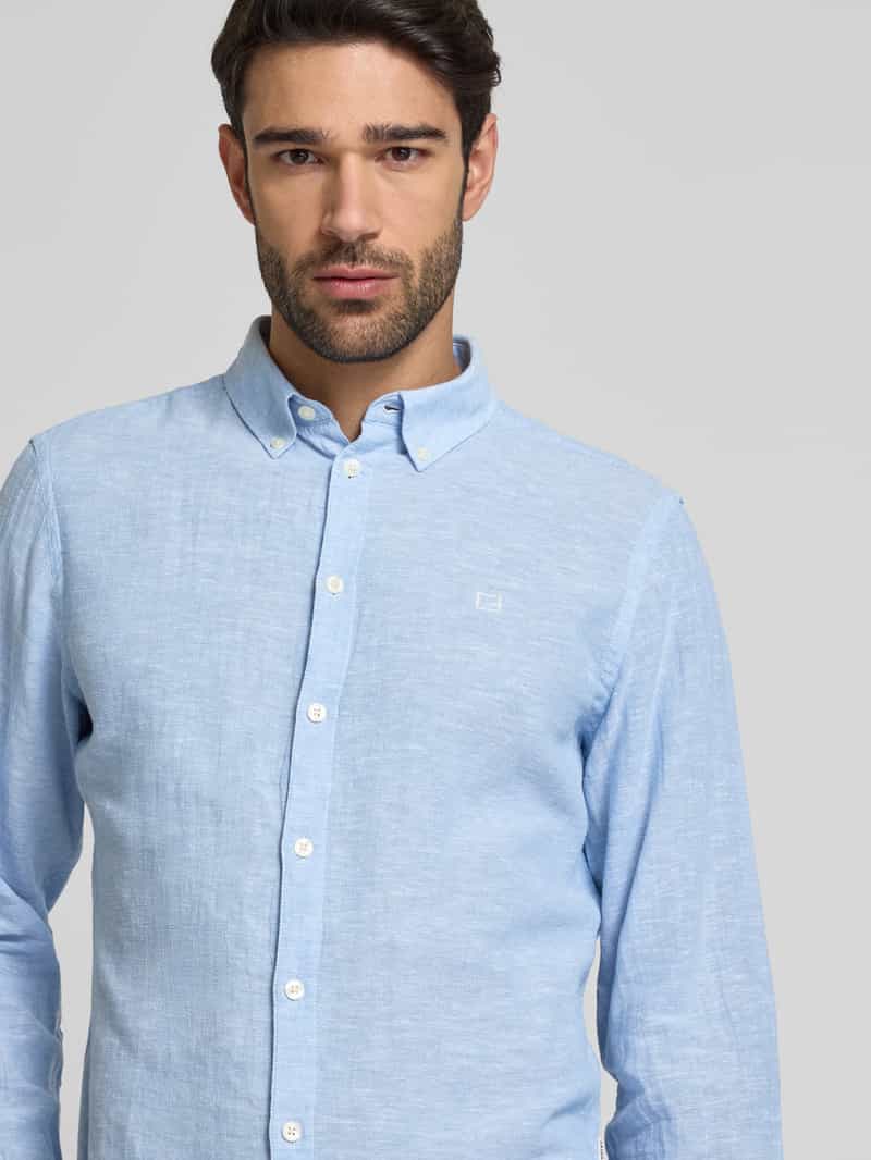 casual friday Regular fit linnen overhemd met button-downkraag model 'Anton'