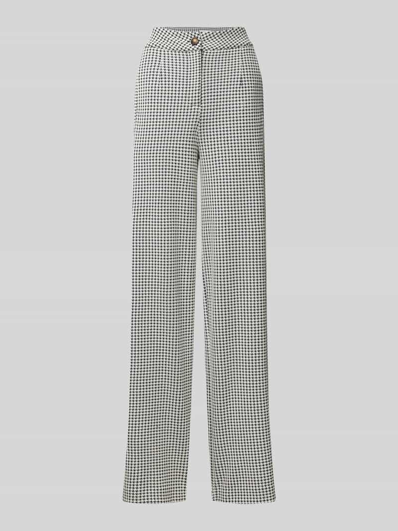 Ichi Wide leg stoffen broek met knoopsluiting model 'KATE'