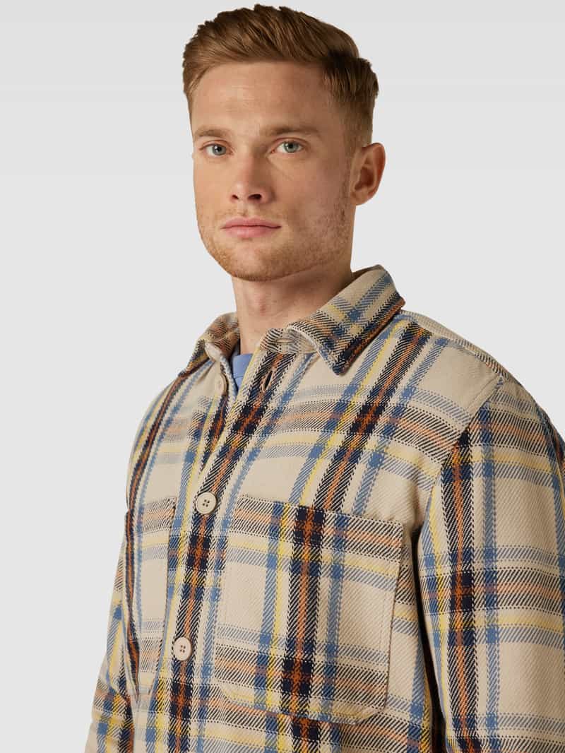 Knowledge Cotton Apparel Regular fit overhemdjack met opgestikte borstzakken