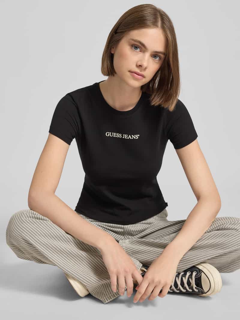 Guess Jeans Slim fit T-shirt met labelprint