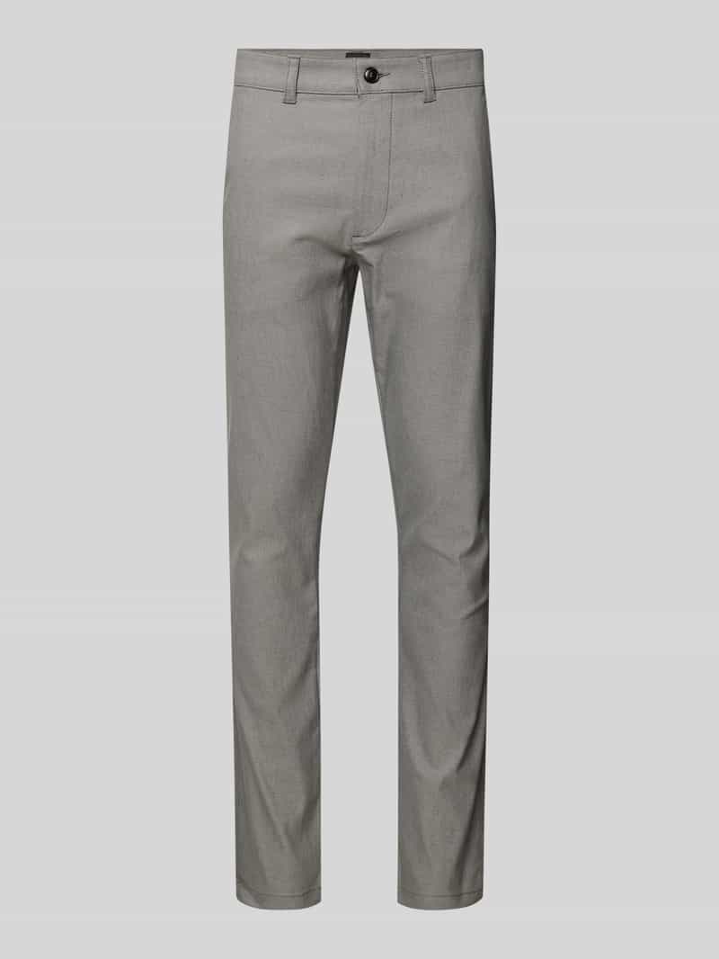 slim fit chino van katoenmix met linnen en met viscose
