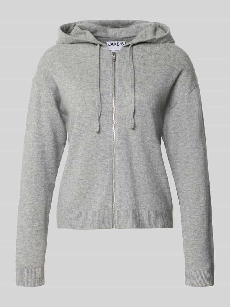 Jake*s Casual Regular fit gebreid jack van puur kasjmier