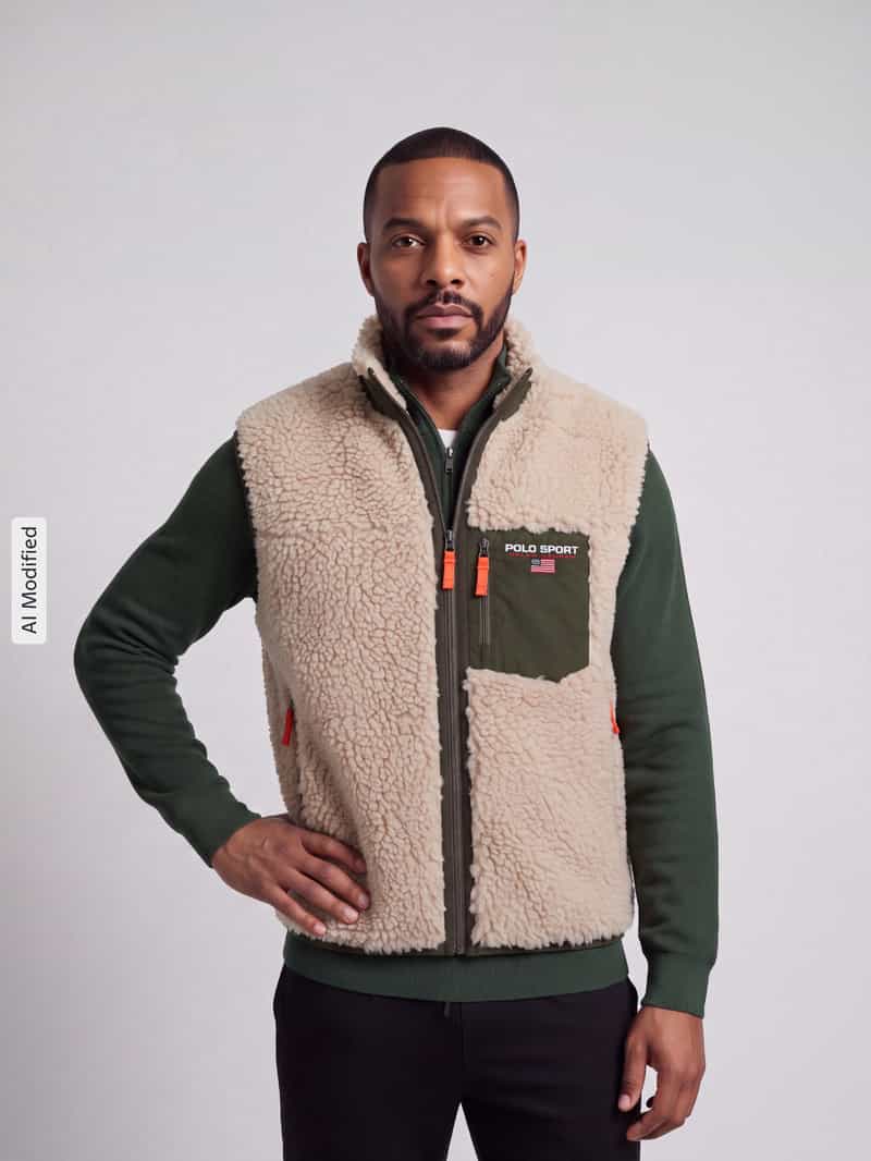 Polo Ralph Lauren Bodywarmer van teddy met contrasterende zak