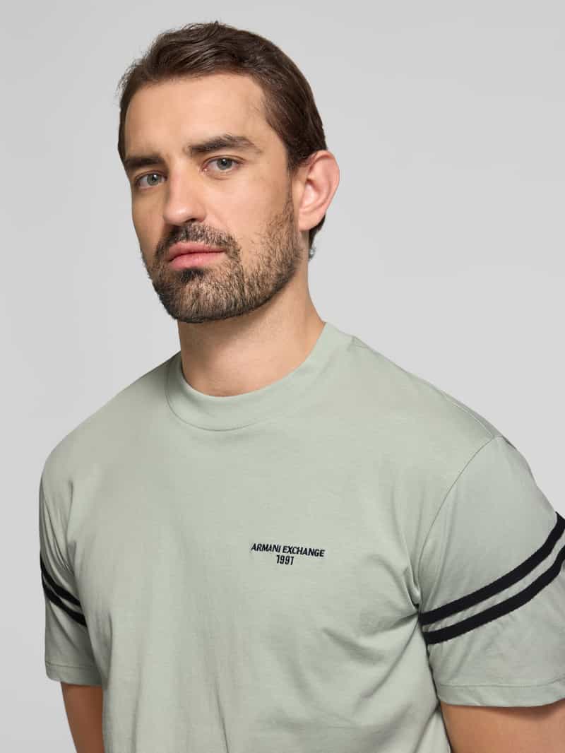 Armani Exchange T-shirt met labelstitching en ronde hals