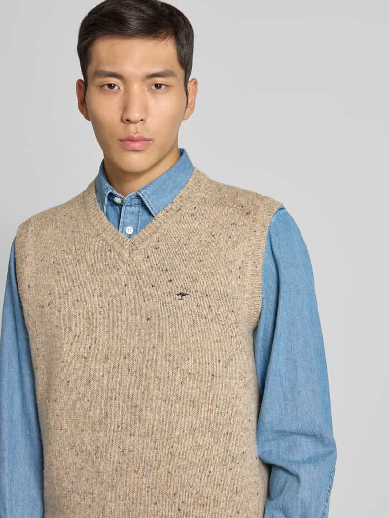 FYNCH-HATTON Gebreide spencer van wolmix met V-hals model 'Donegal'