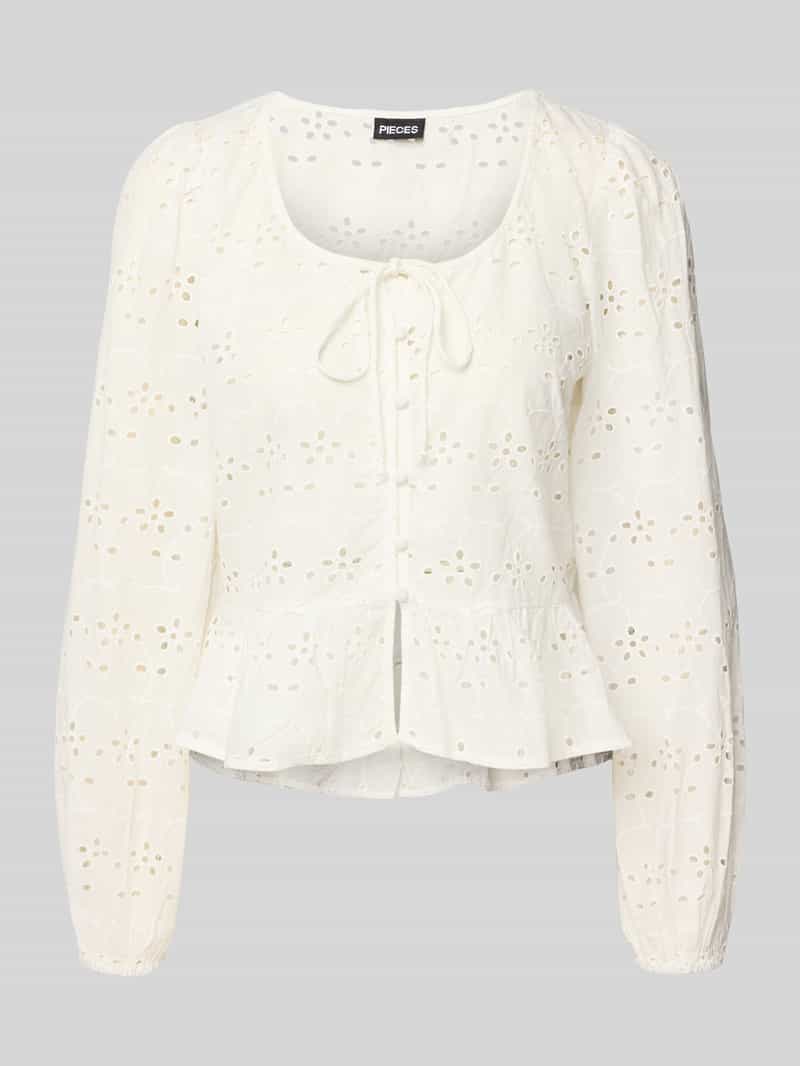 Pieces Relaxed fit blouse met lange mouwen van puur katoen model 'FARMORINE'