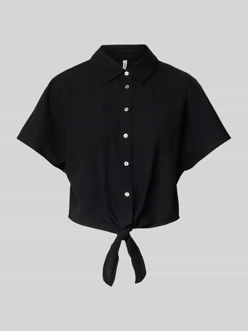 Only Korte overhemdblouse van een mix van viscose en katoen met linnen model 'JAKIRI'