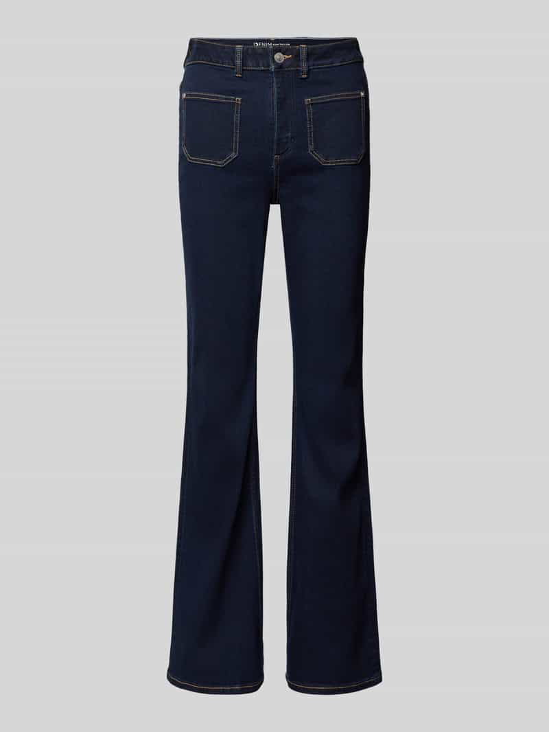 flared fit jeans van katoenmix