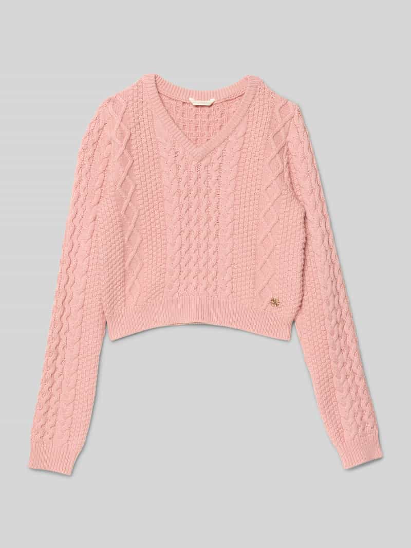 Guess Korte gebreide pullover met labeldetail