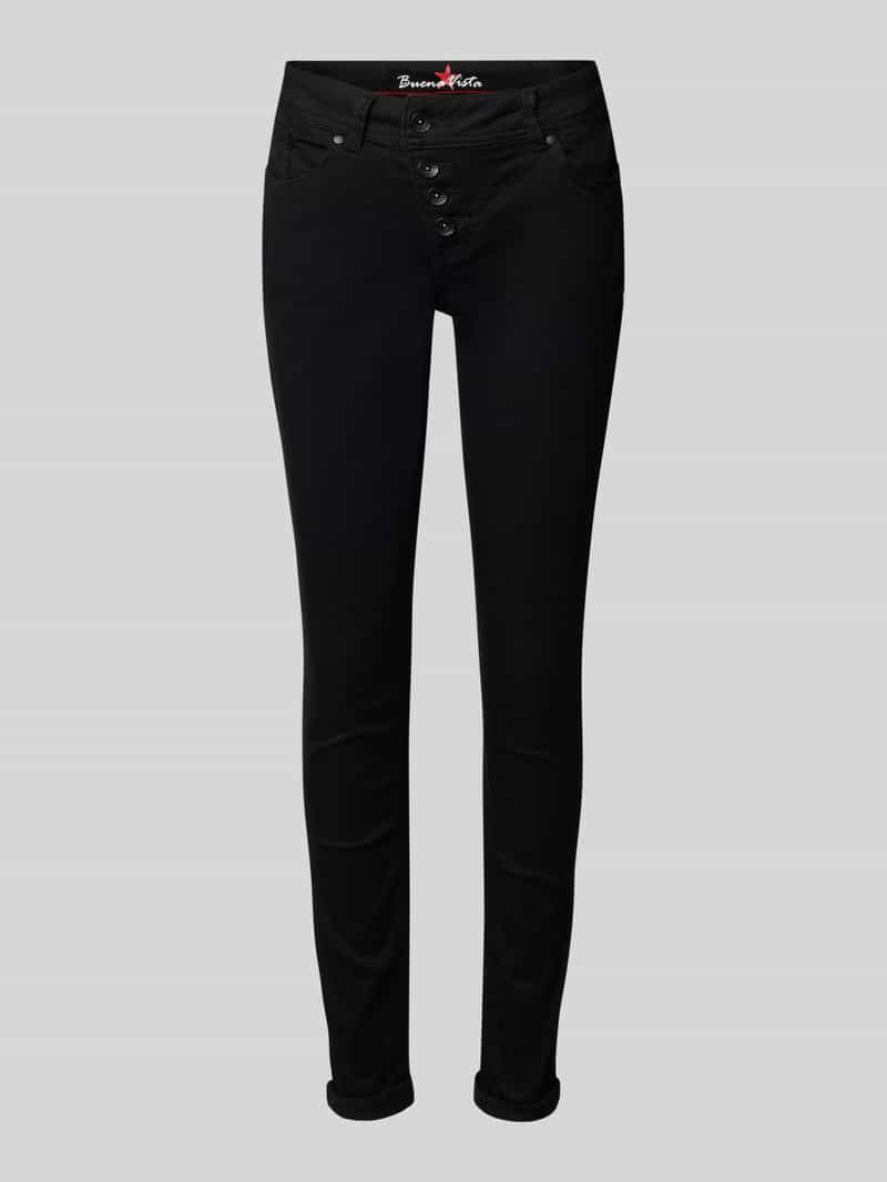 Buena Vista Skinny fit jeans met asymmetrische knoopsluiting