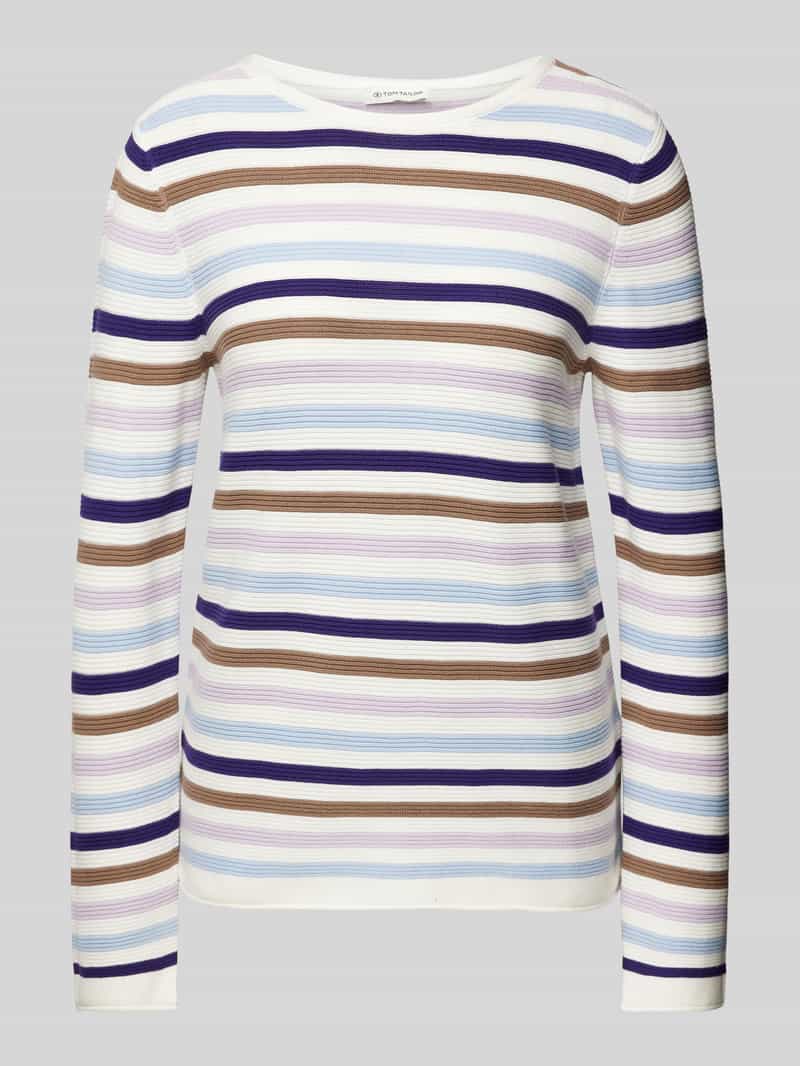 Tom Tailor Regular fit gebreide pullover van puur katoen met rolboorden