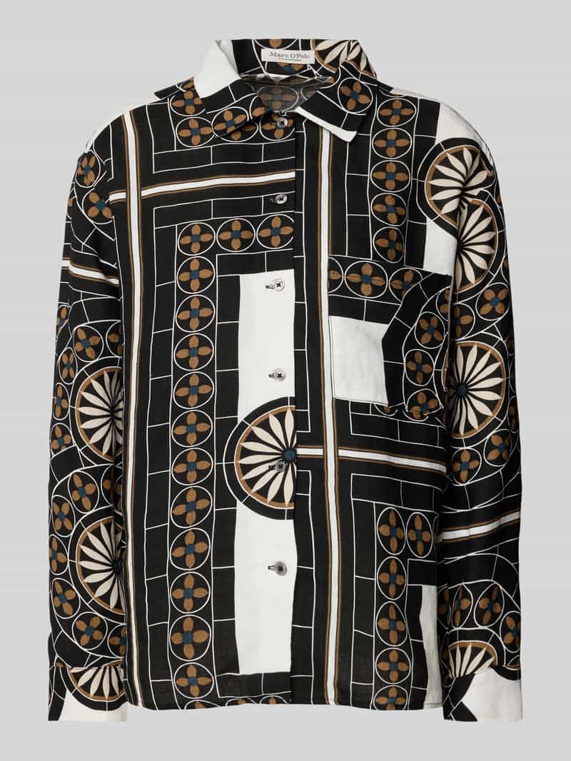 Marc O'Polo Regular fit linnen blouse met all-over motief