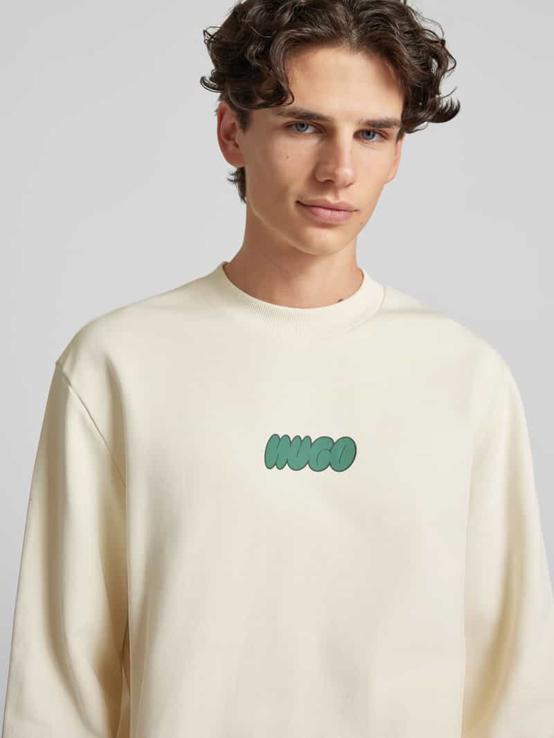 Hugo Blue Oversized sweatshirt met labelprint model 'JERSEY'