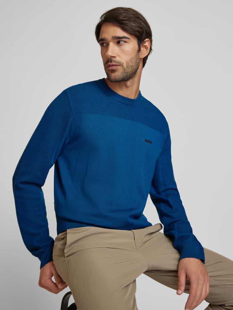 BOSS Green Gebreide pullover met labelprint model 'Momentum'