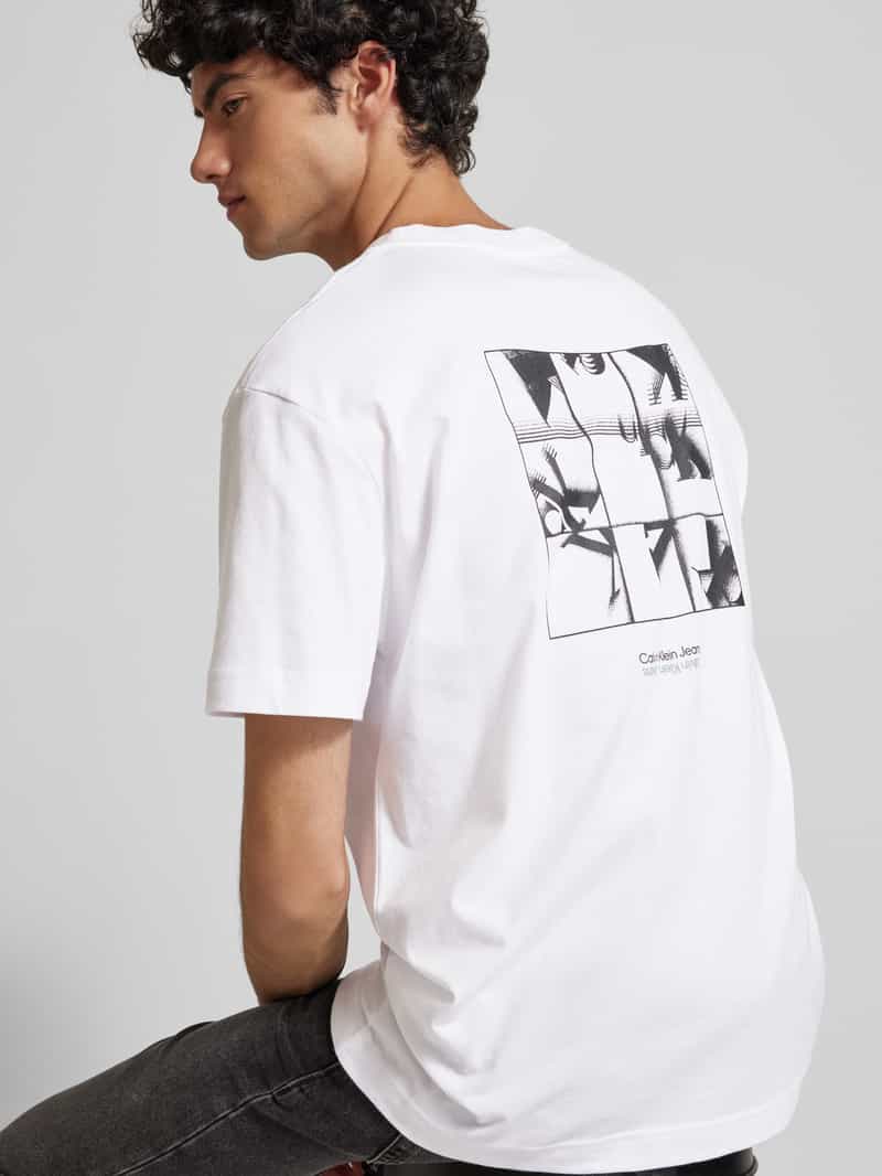 Calvin Klein Jeans T-shirt met labelprint model 'GRID MONOGRAM'