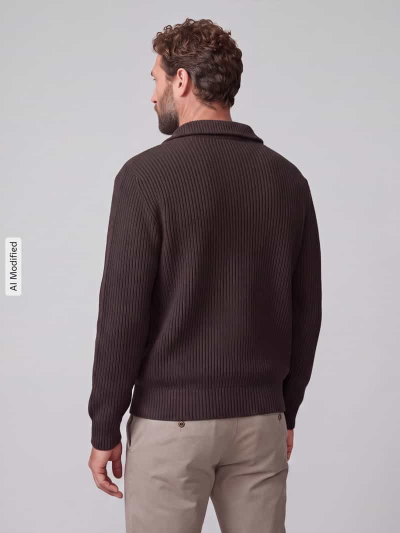 Selected katoenen relaxed fit gebreide trui - delicioso bruin, foto 3