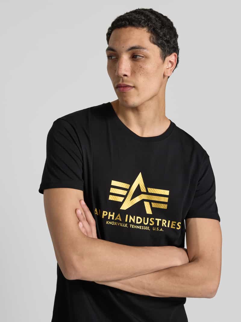 alpha industries T-shirt met labelprint en ronde hals