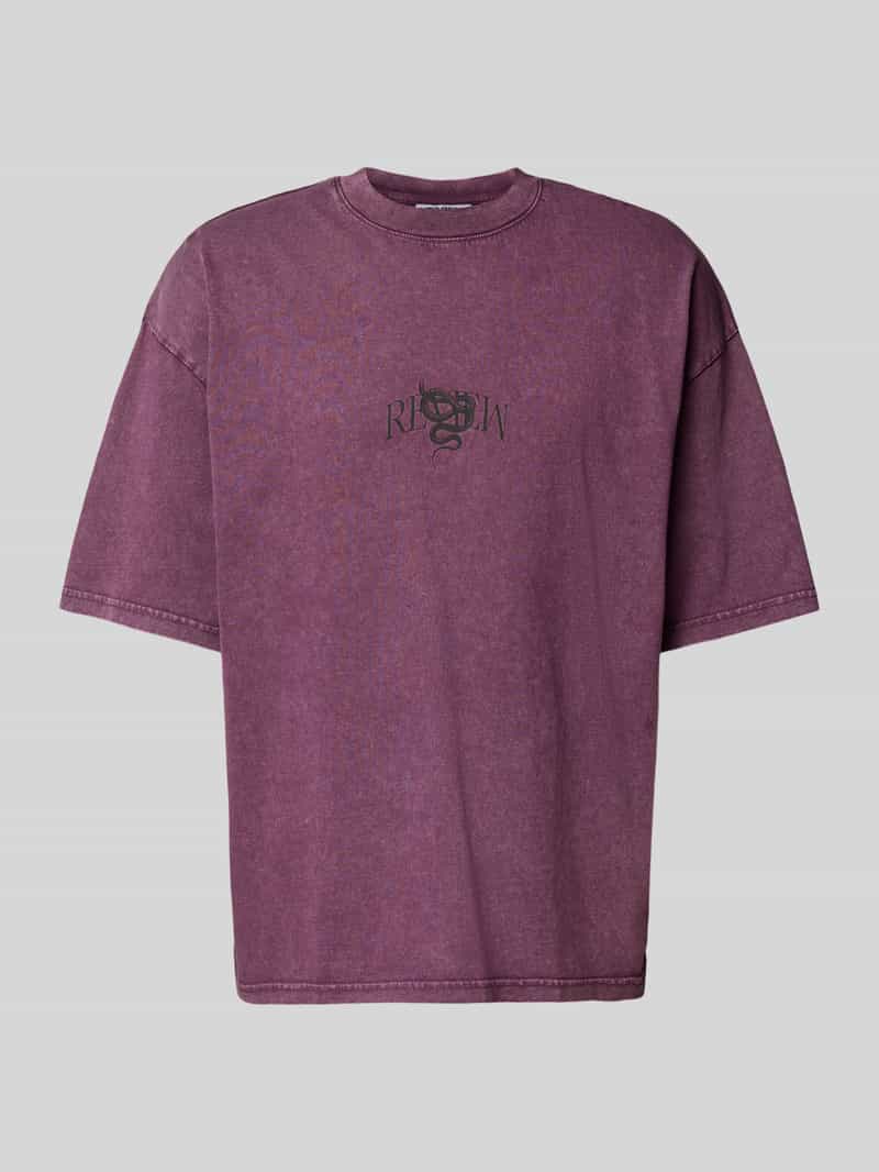REVIEW Oversized T-shirt met geribde ronde hals