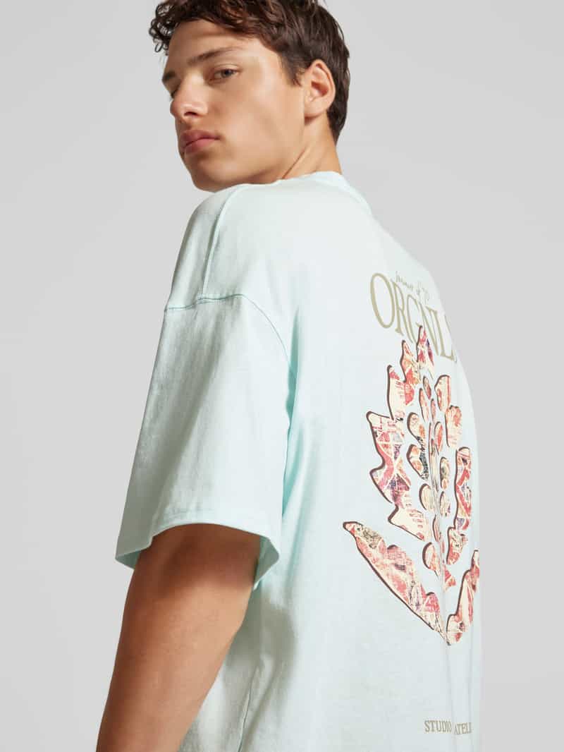jack & jones Oversized T-shirt met geribde ronde hals model 'NOTO'