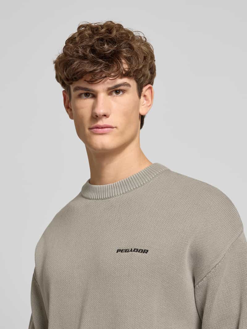 PEGADOR Oversized gebreide pullover met logo en ronde hals