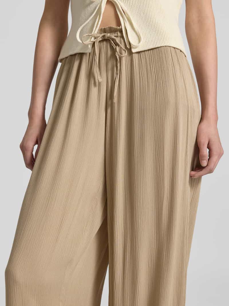 Review Wide leg stoffen broek met tunnelkoord