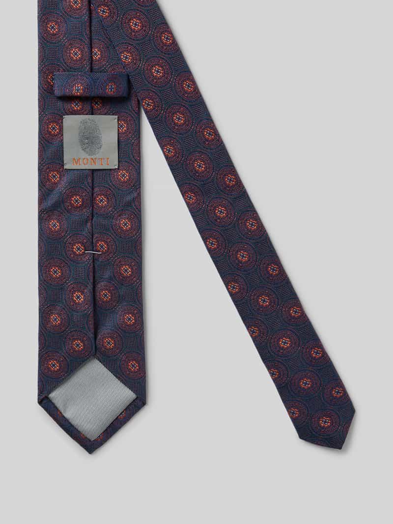 Monti Zijden stropdas met all-over print (7 cm)