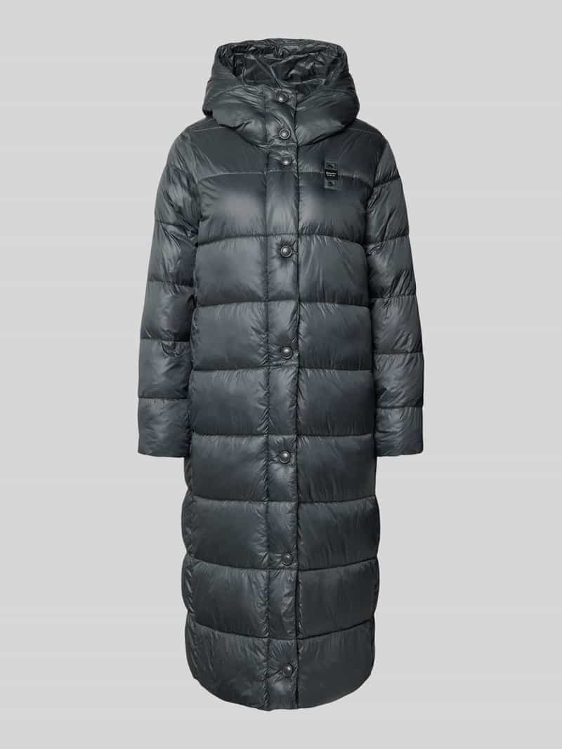 Blauer Usa Gewatteerde lange jas met labeldetail model 'BELLEVUE'