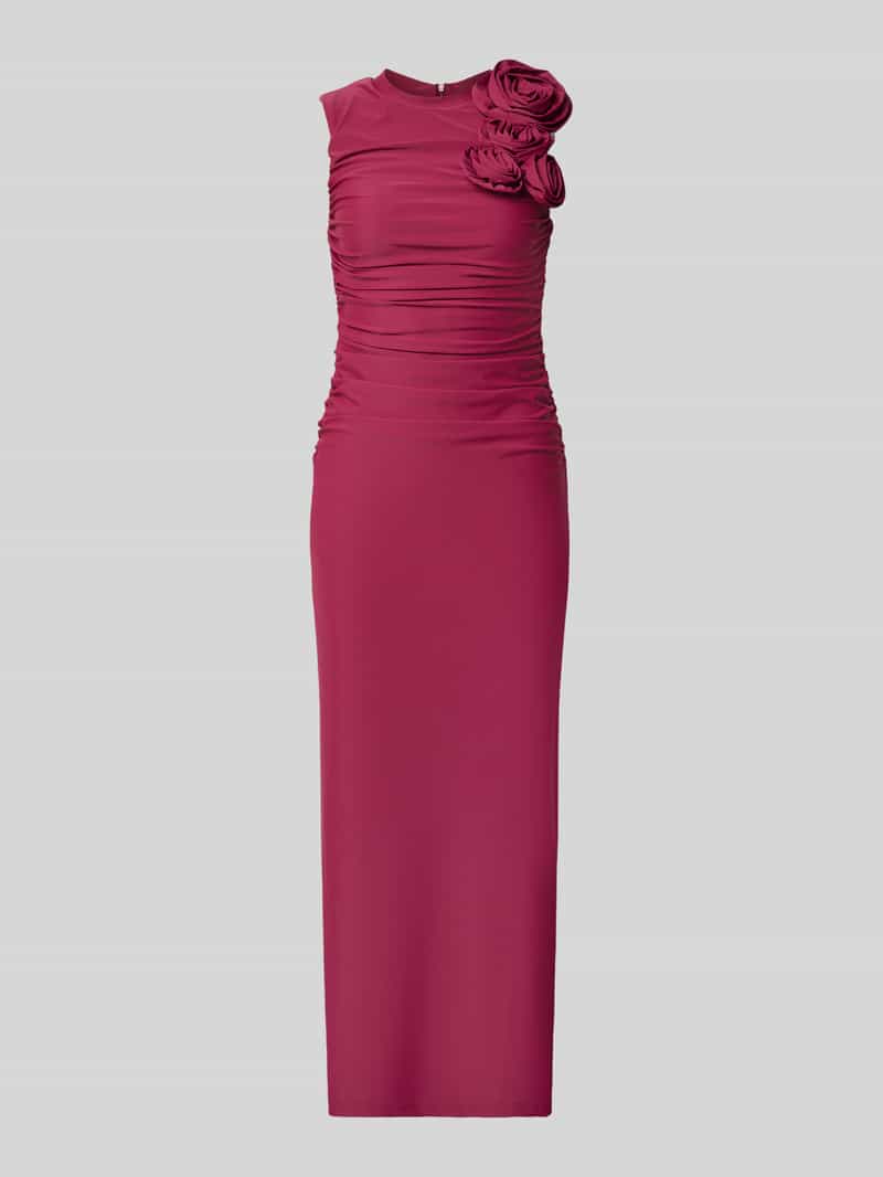 YAS Cocktailkleid mit floralen Applikationen Modell 'DONA' in Bordeaux, Größe M 2132519M