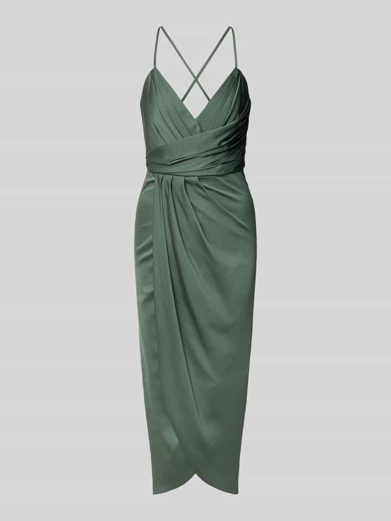 Cocktailjurk van satijn met wikkel-look