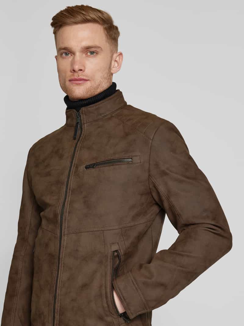 Tom Tailor Regular fit jack in leerlook van pure viscose.met doorgestikte schouderpas