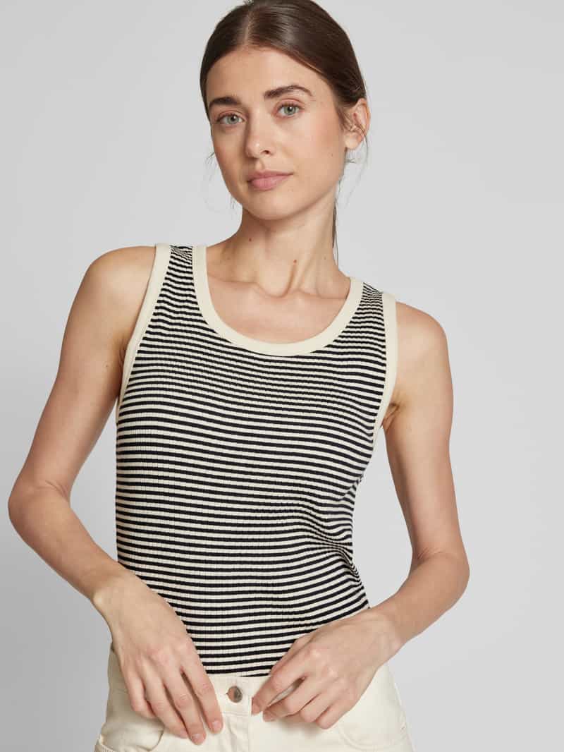 Marc O'Polo Slim fit top in een gestreepte katoenmix