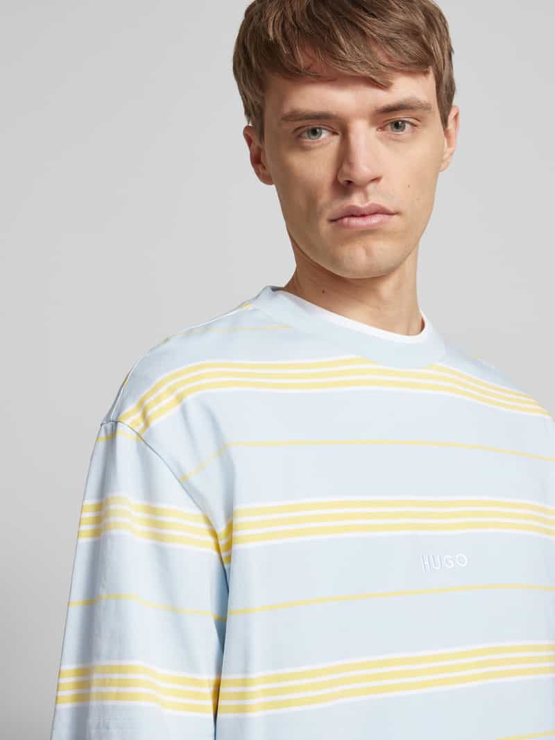 Hugo Blue T-shirt met labelstitching model 'Nostrilio'